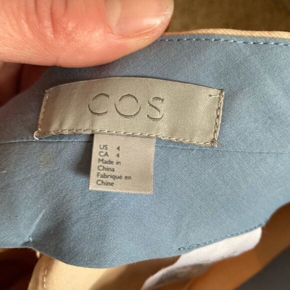 COS High Waisted Wide Leg Tapered Khaki Cotton Pants Size 2 - Picture 4 of 4